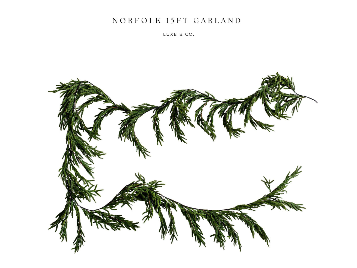 Norfolk Pine Christmas Garland Real Touch By Luxe B Co. 15ft