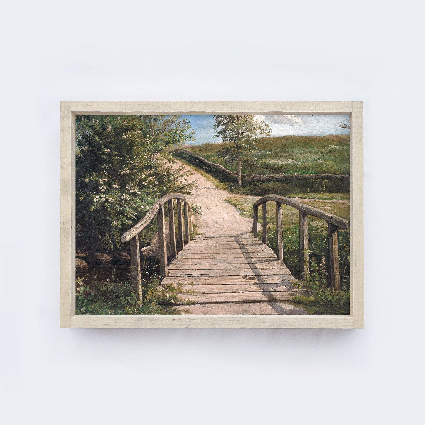 Vintage Framed Print | European Countryside With Bridge