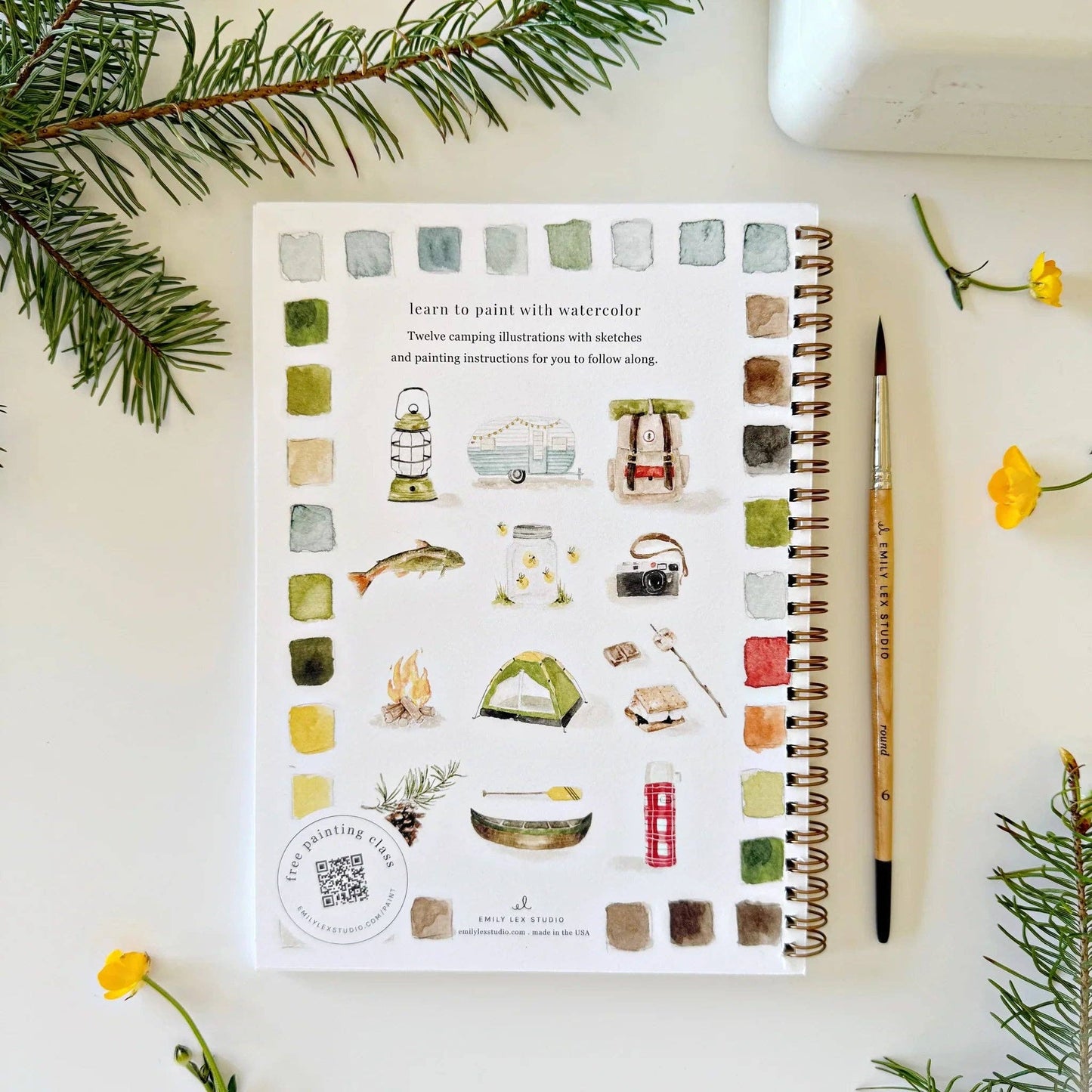 Emily Lex Camping watercolor workbook
