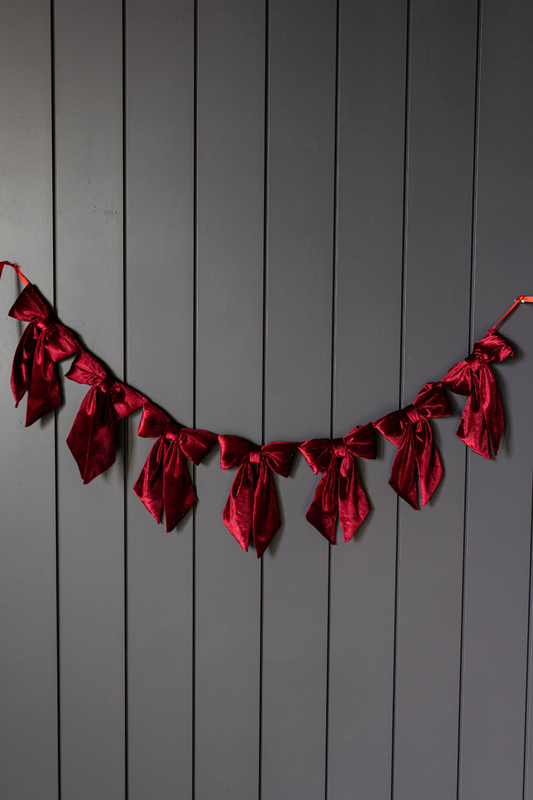 Red Velvet Fabric Bow Garland
