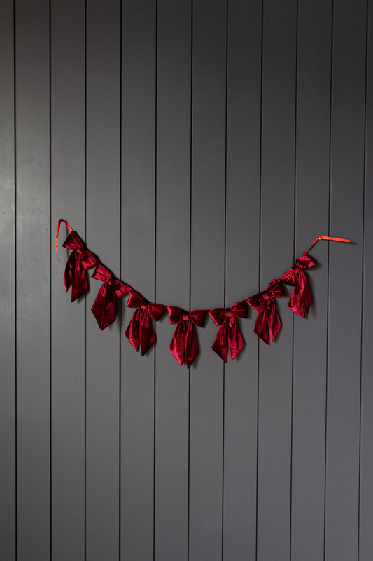 Red Velvet Fabric Bow Garland