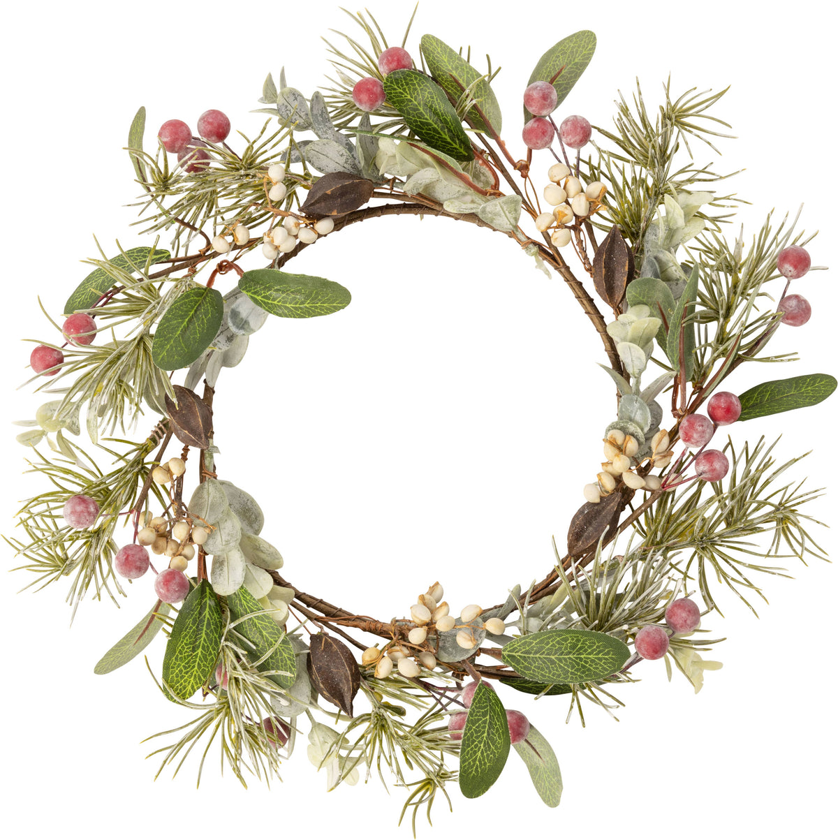 A56147:Medium size candle ring. sml red berries w/ greene