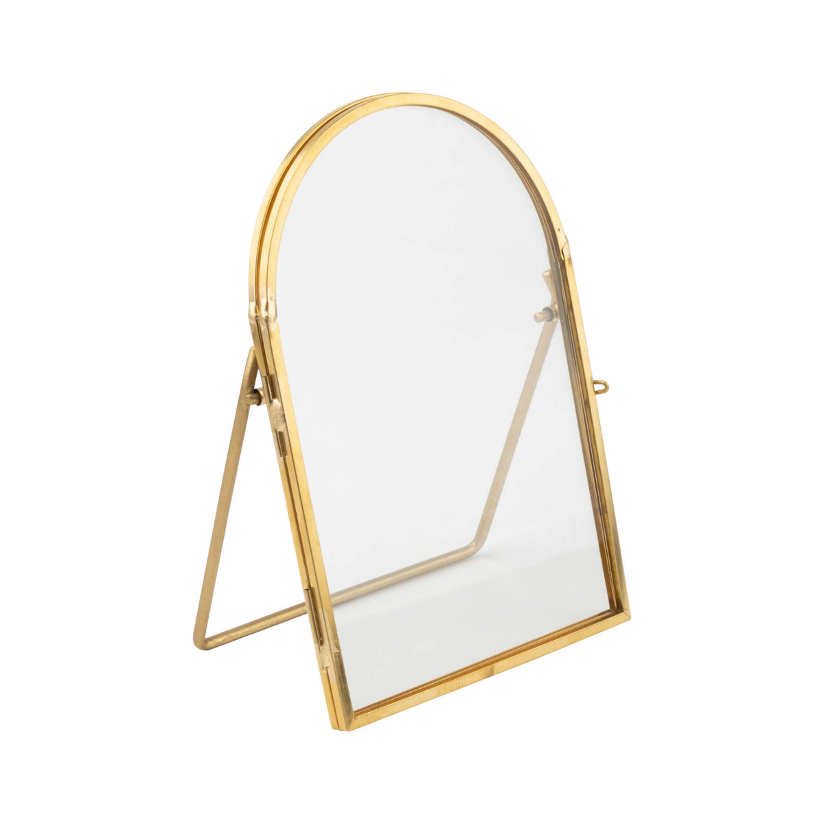 A01068:Glass and gold metal arch-top photo frame, 4x6 in
