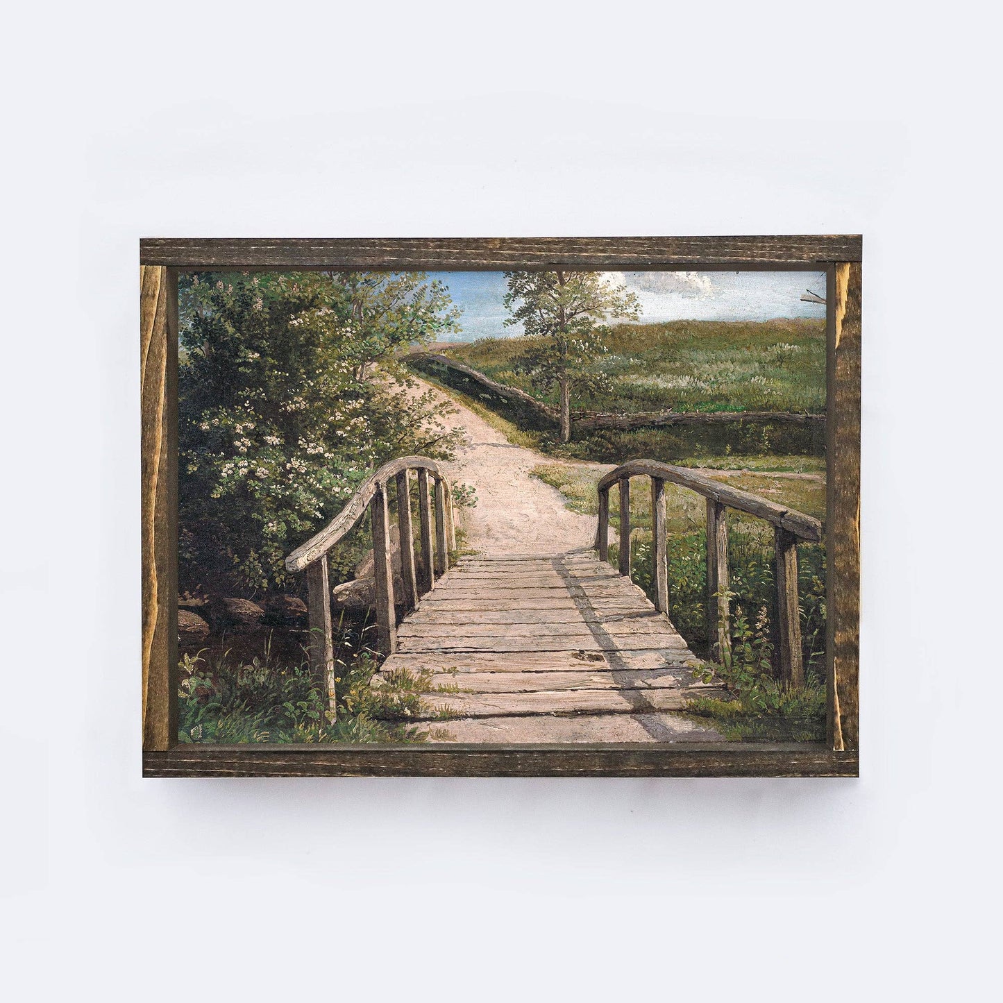 Vintage Framed Print | European Countryside With Bridge