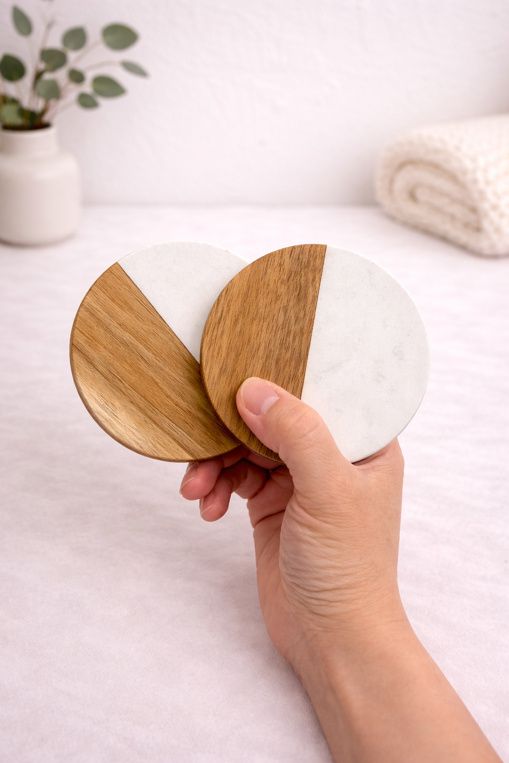 Marble & Acacia Wood Coaster