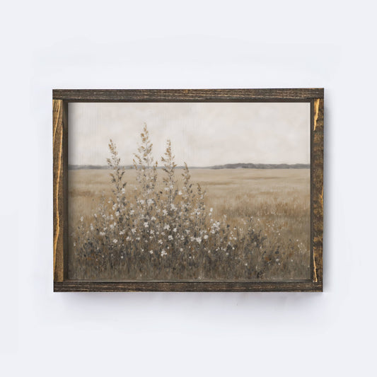 Vintage Landscape| Wildflower Field Painting