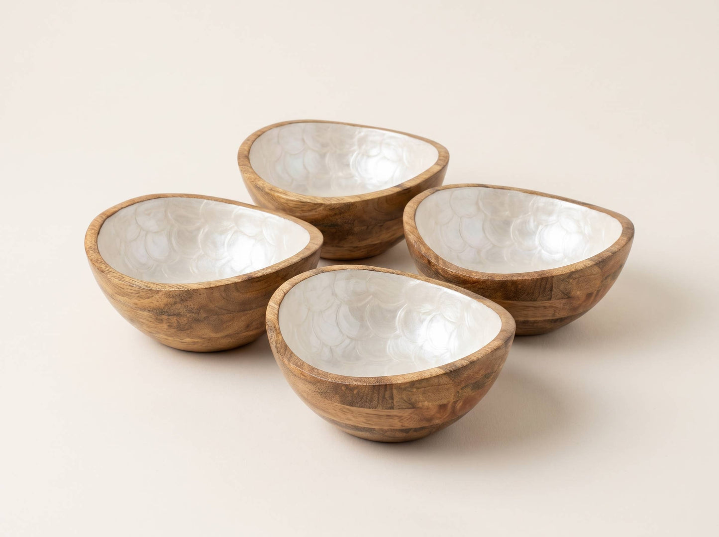 Small Serving Bowl Set with Pearl Enamel, Set of 4