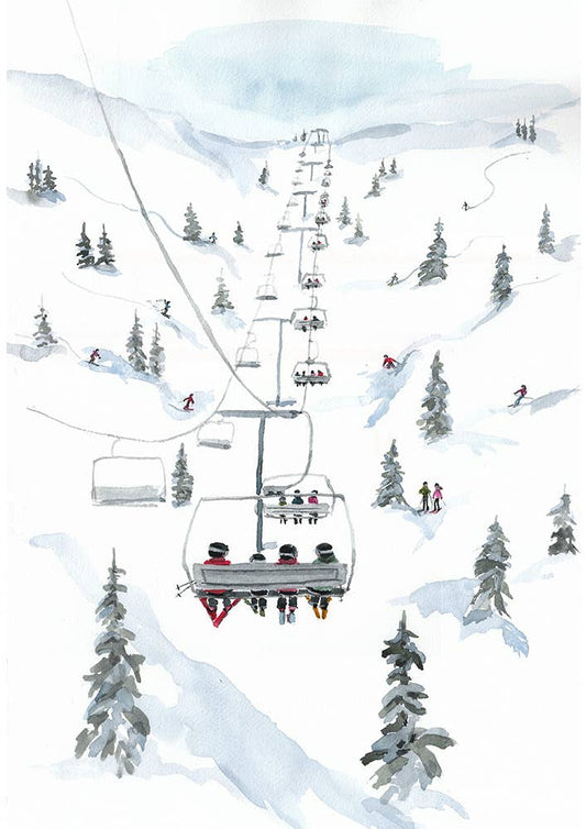 Chairlift Tea Towel - designed in Canada