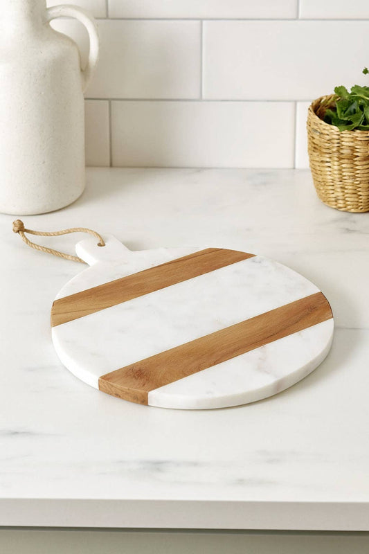 RoundMarble & Wood Cheese Board