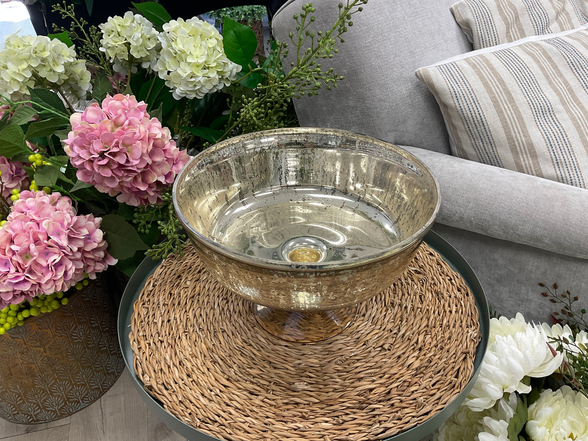 Mercury Gold Pedestal Bowl/Vase - Lrg