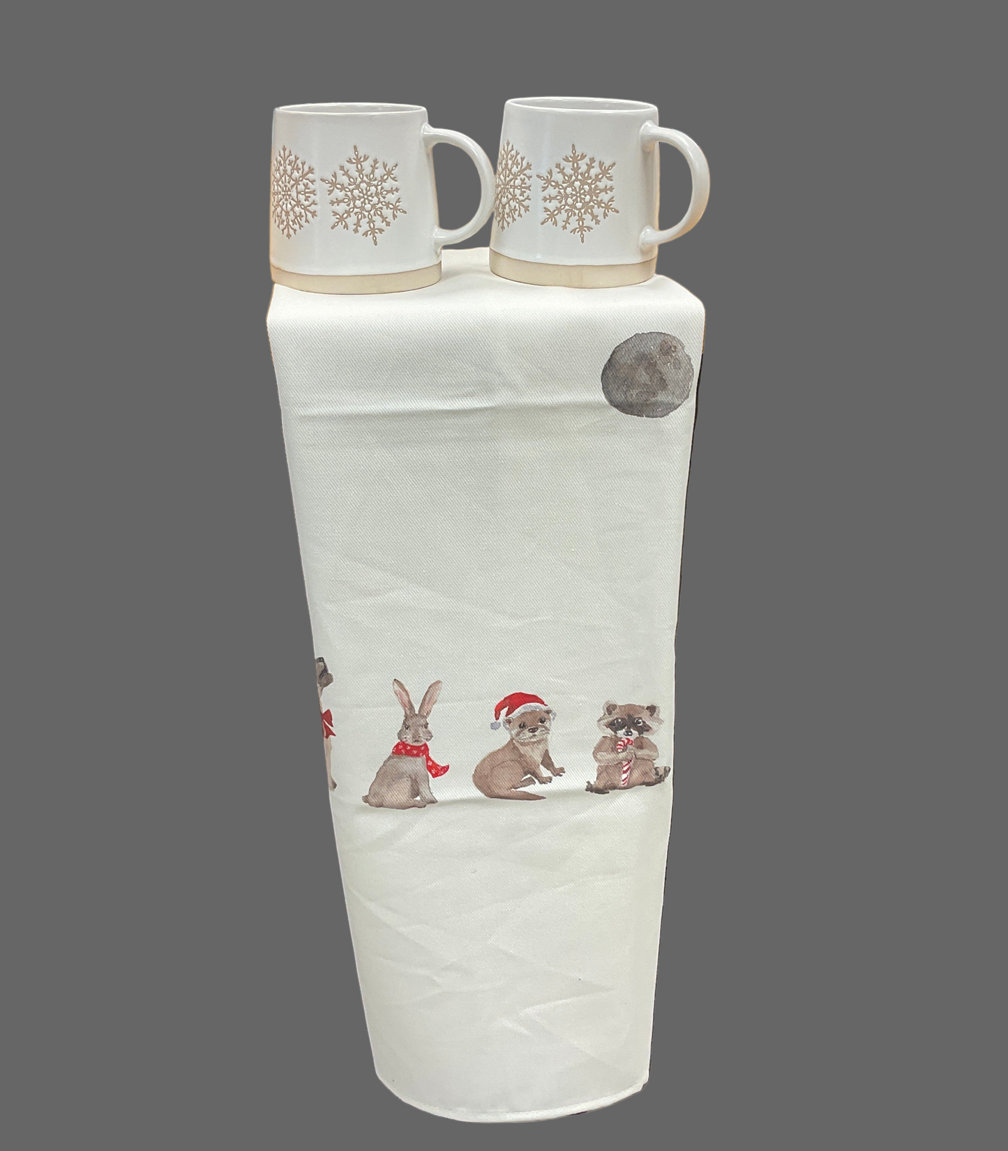 Christmas Baby Animals & Moon -  Tea Towel - Canadian Designed