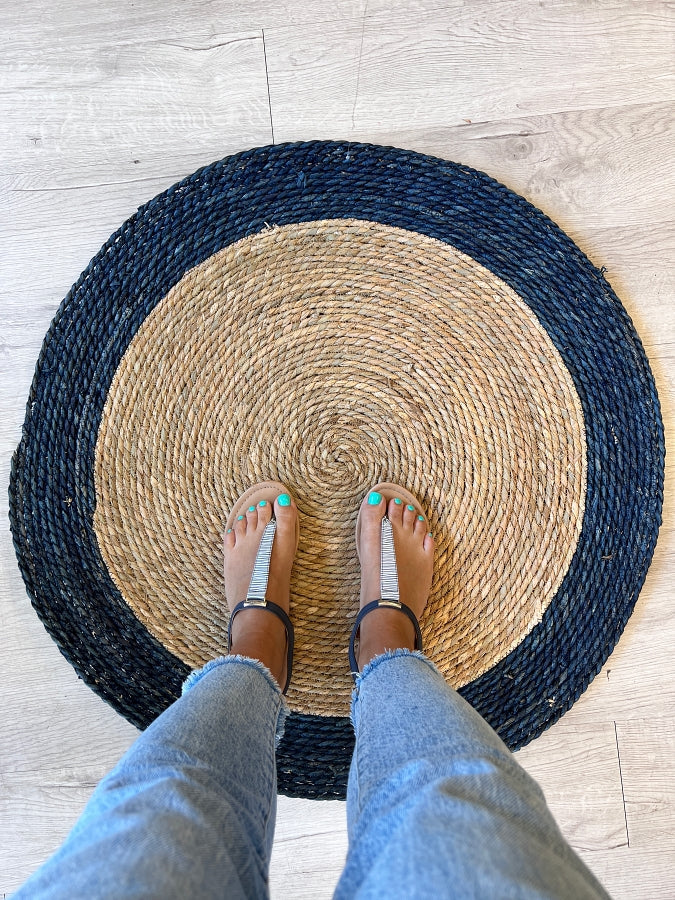 Circular Floor Mat - Blue Stripe