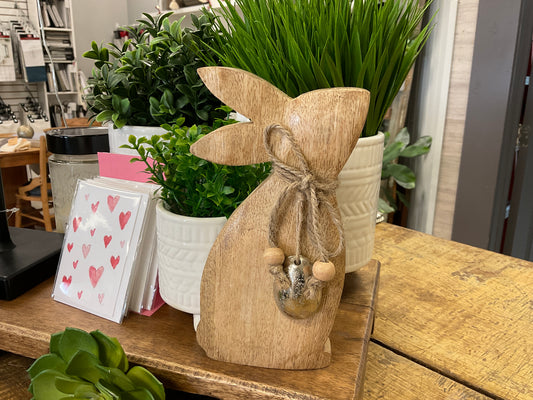 Cassia Mango Wood Rabbit Figurine