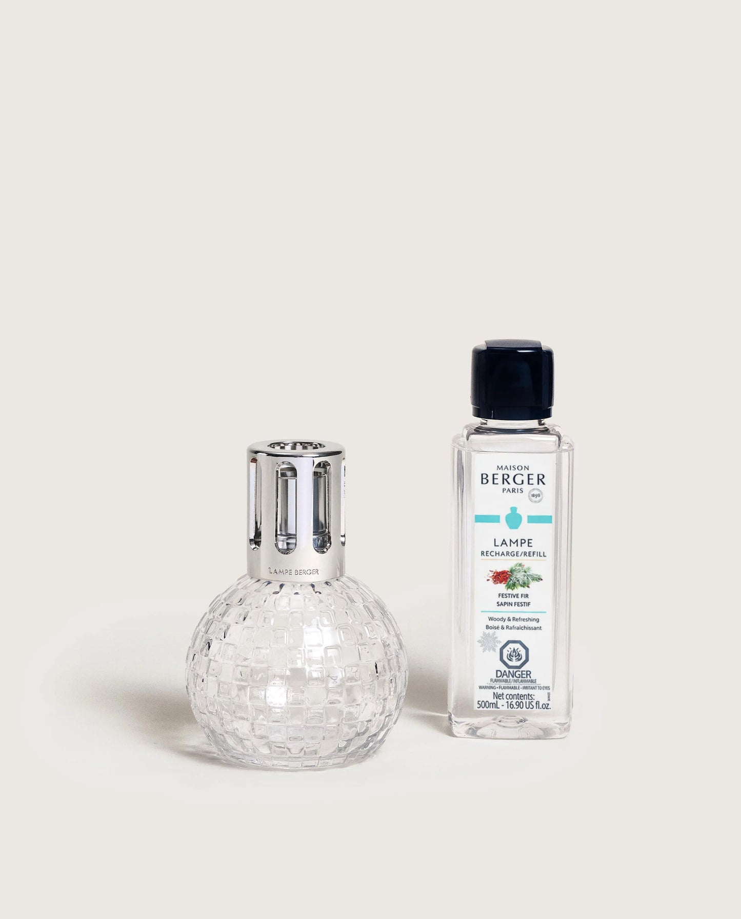 Maison Berger Disco Clear Fragrance Lamp Gift Set with Festive Fir