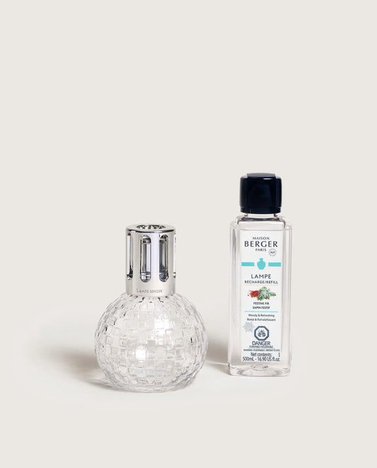 Maison Berger Disco Clear Fragrance Lamp Gift Set with Festive Fir