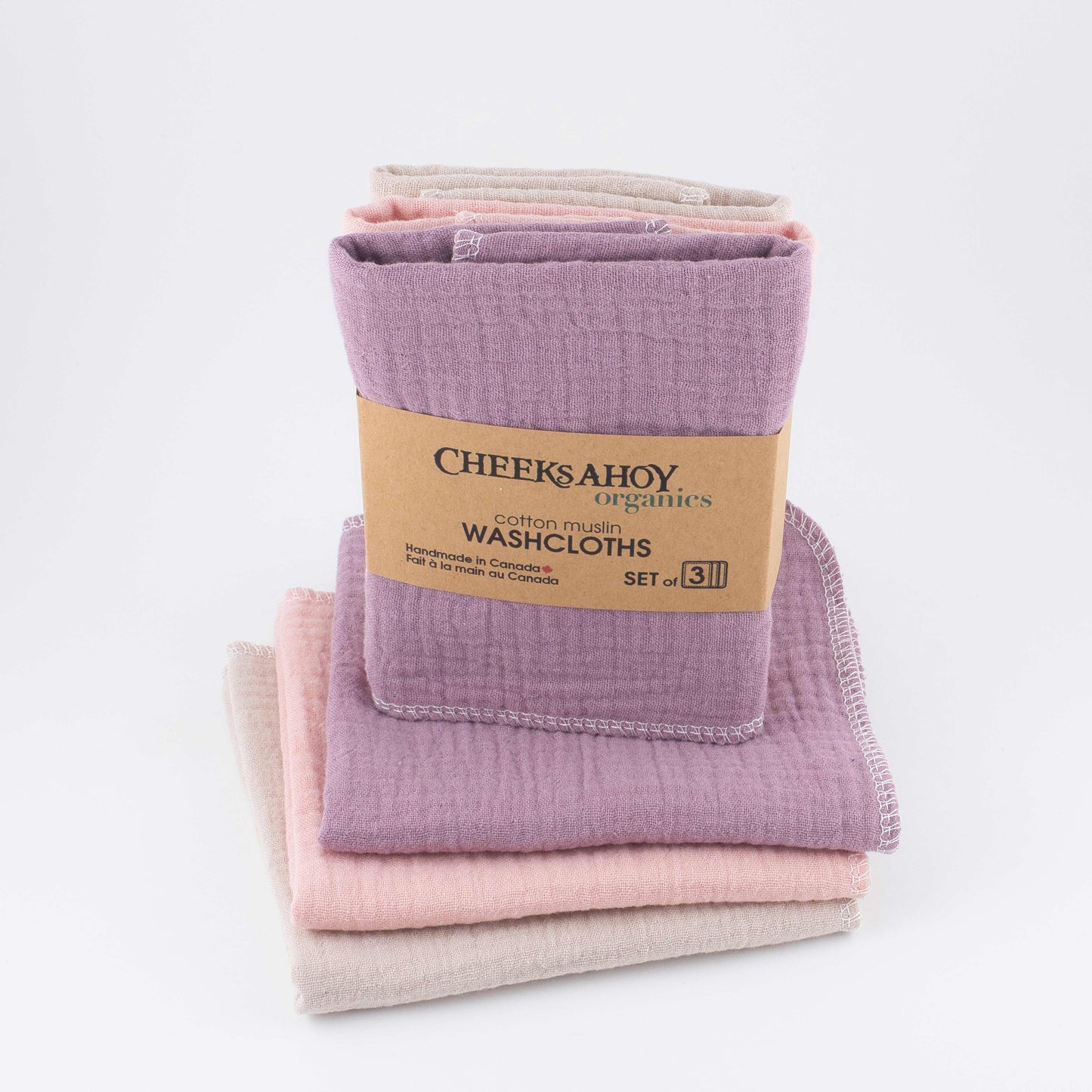 Organic Cotton Muslin Washcloths/Kitchen Cloth/Napkin - made in Canada