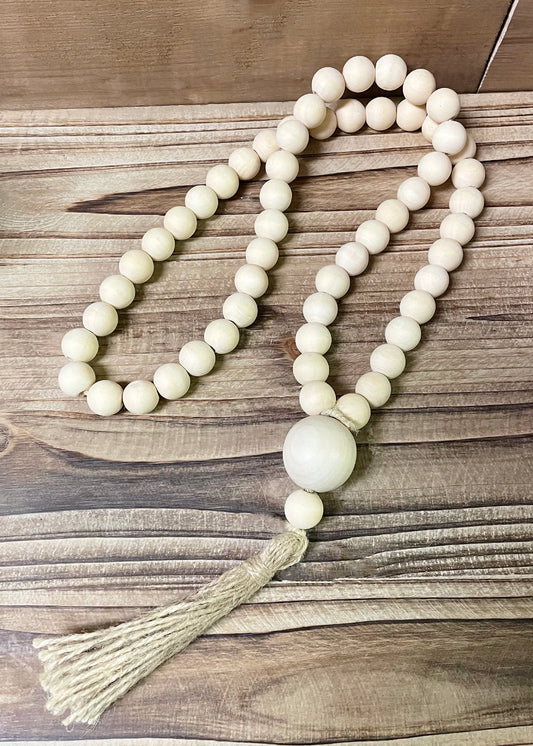 Natural Wood Beads with Tassel