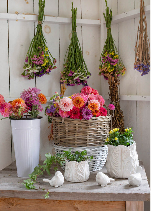 White Ceramic Woodland Birds
