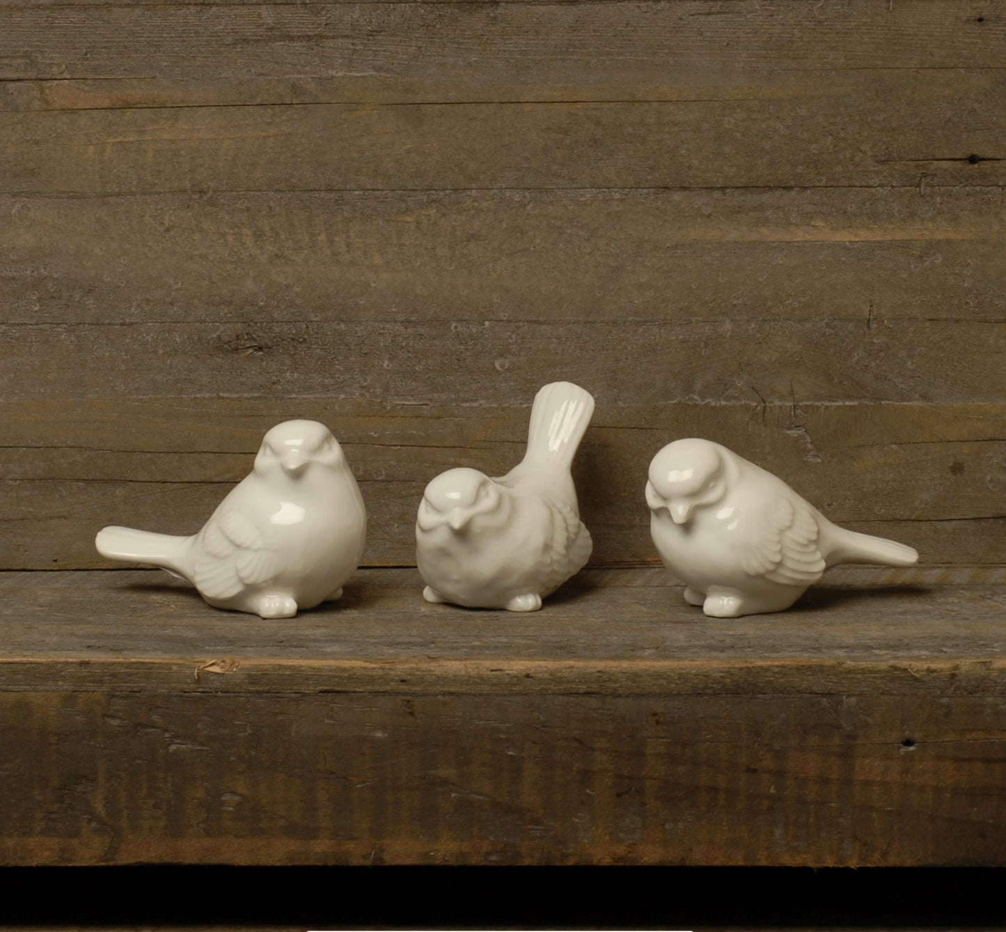 White Ceramic Woodland Birds