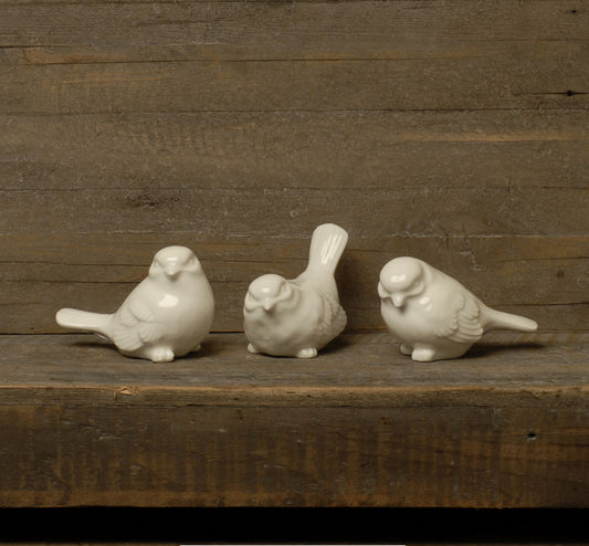 White Ceramic Woodland Birds