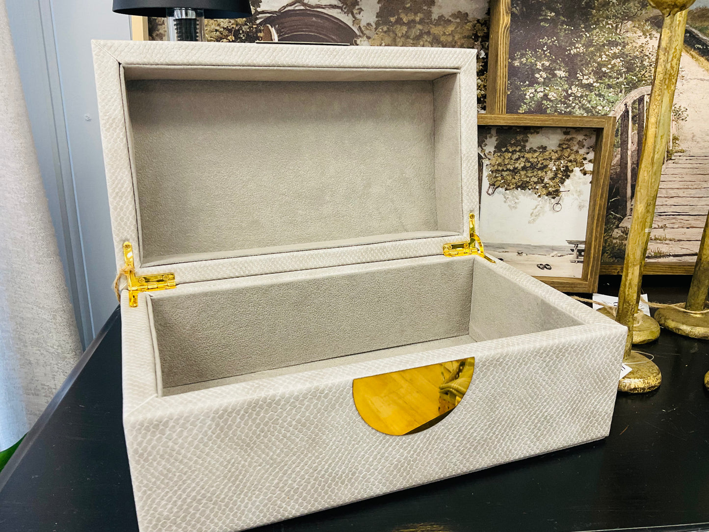 Leather Look Storage Box White