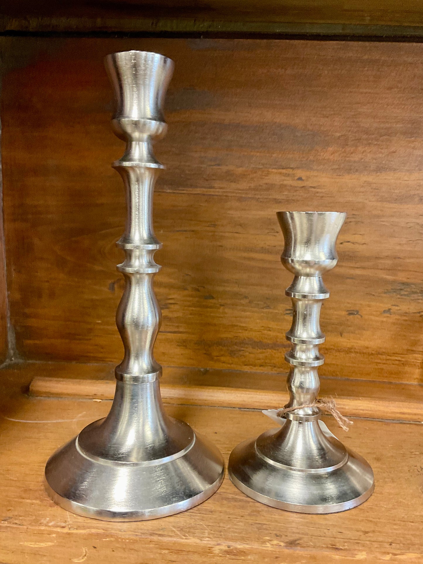 Nickel  Taper Candle Holder 8''