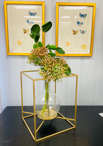 Brushed Gold Framed Glass Vase