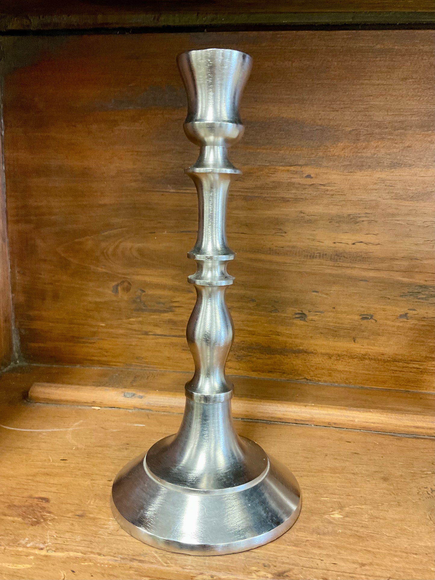 Nickel  Taper Candle Holder 8''