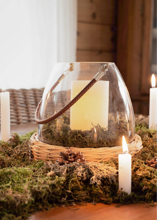 Willow Base Glass Lantern