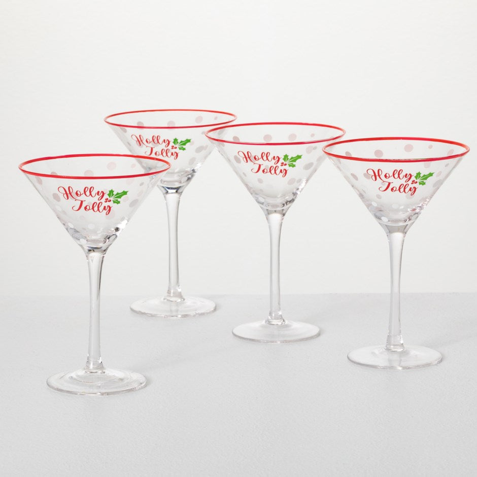 Holly Martini Glass - Set of 4