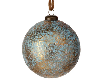 Gold & Blue Faux Leather Metallic Ornament