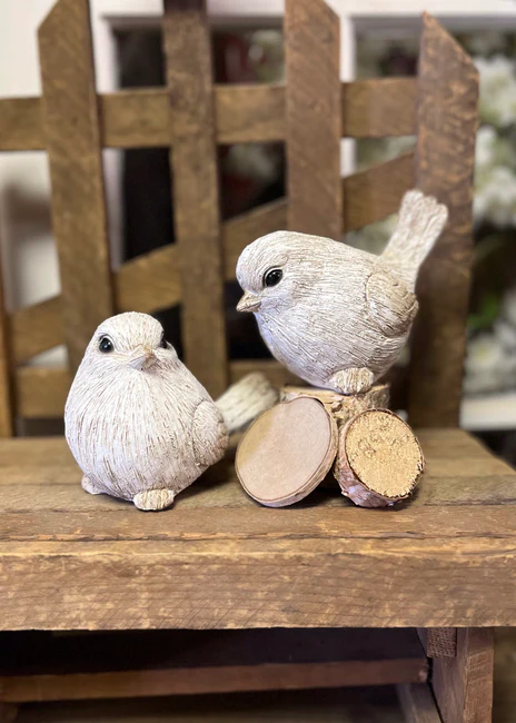 White washed Resin Birds
