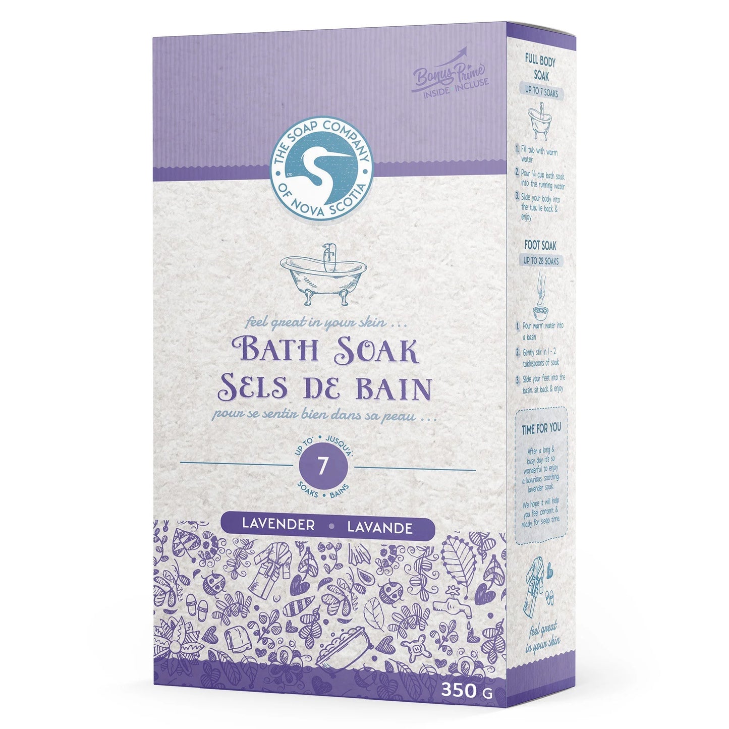 The Soap Company of Nova Scotia - 100% Natural Bath Soak - Lavender - made in Canada