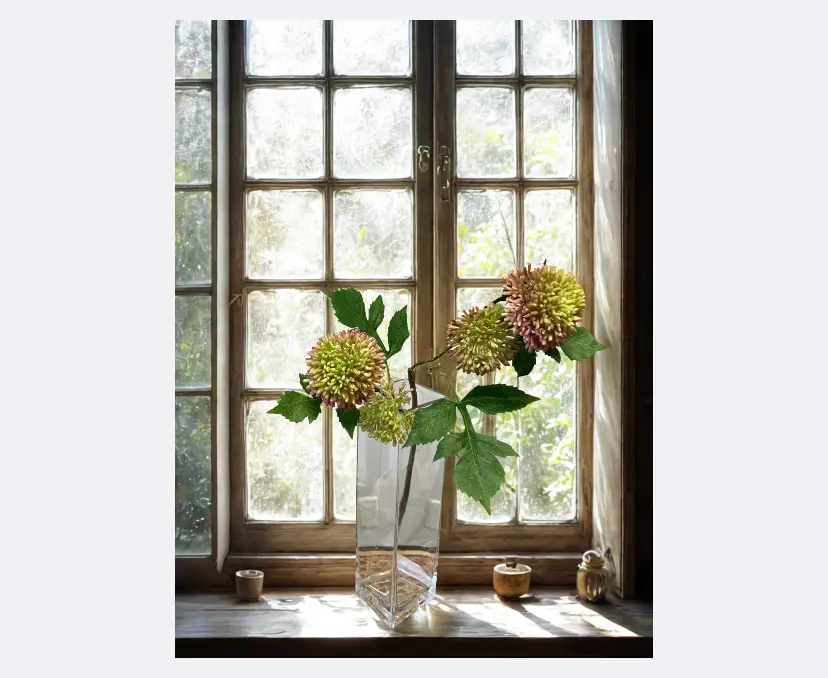 Echinops Spray - Green / Burgundy