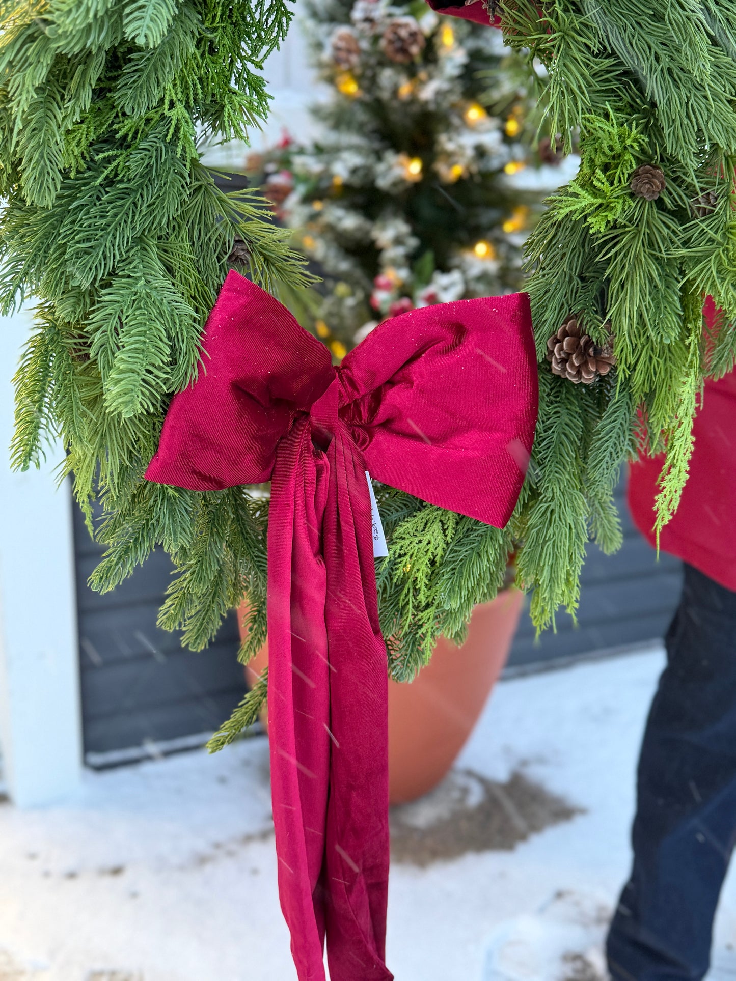 Bows Red Velvet Fabric