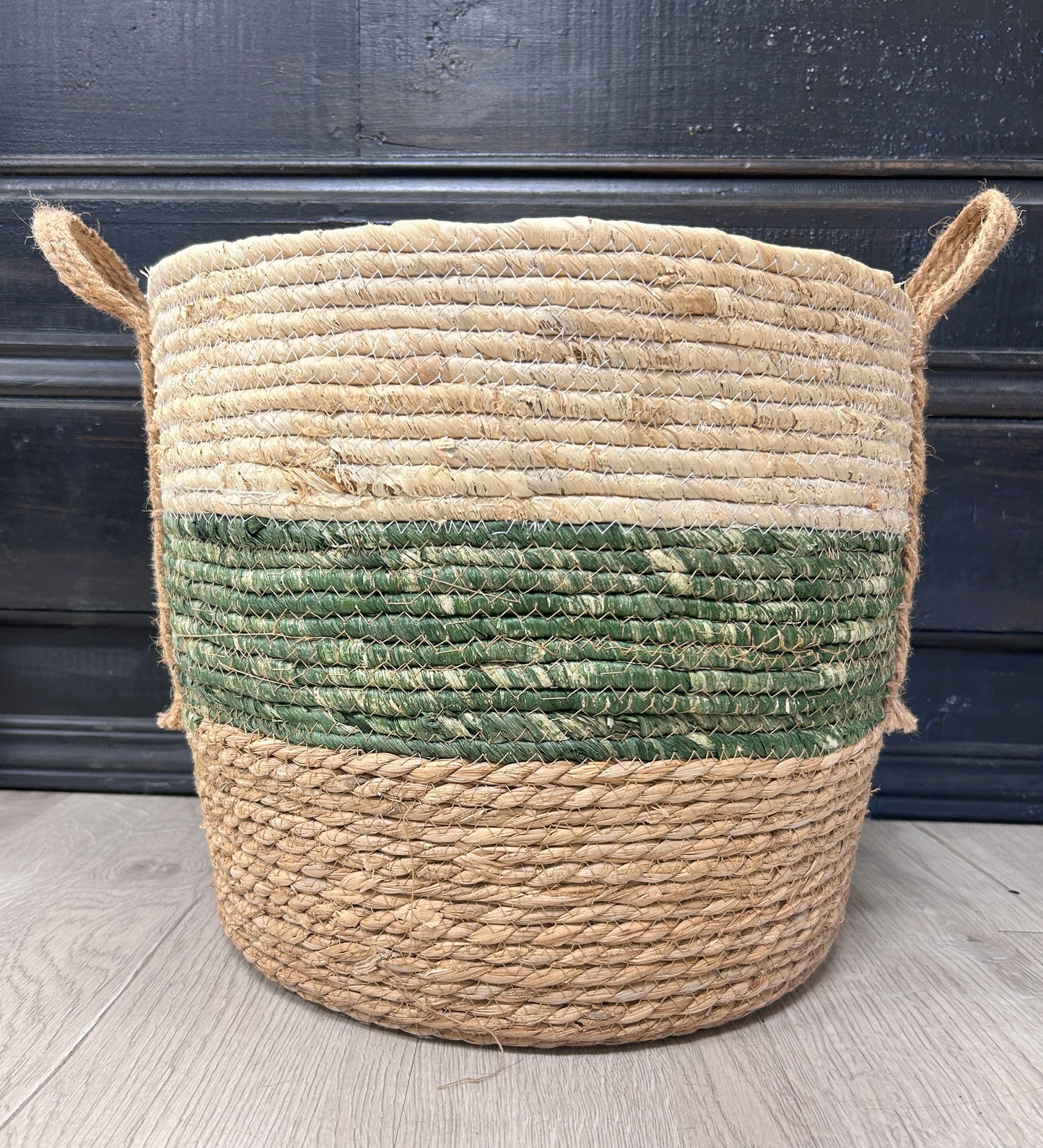 Green/Natural Woven Basket