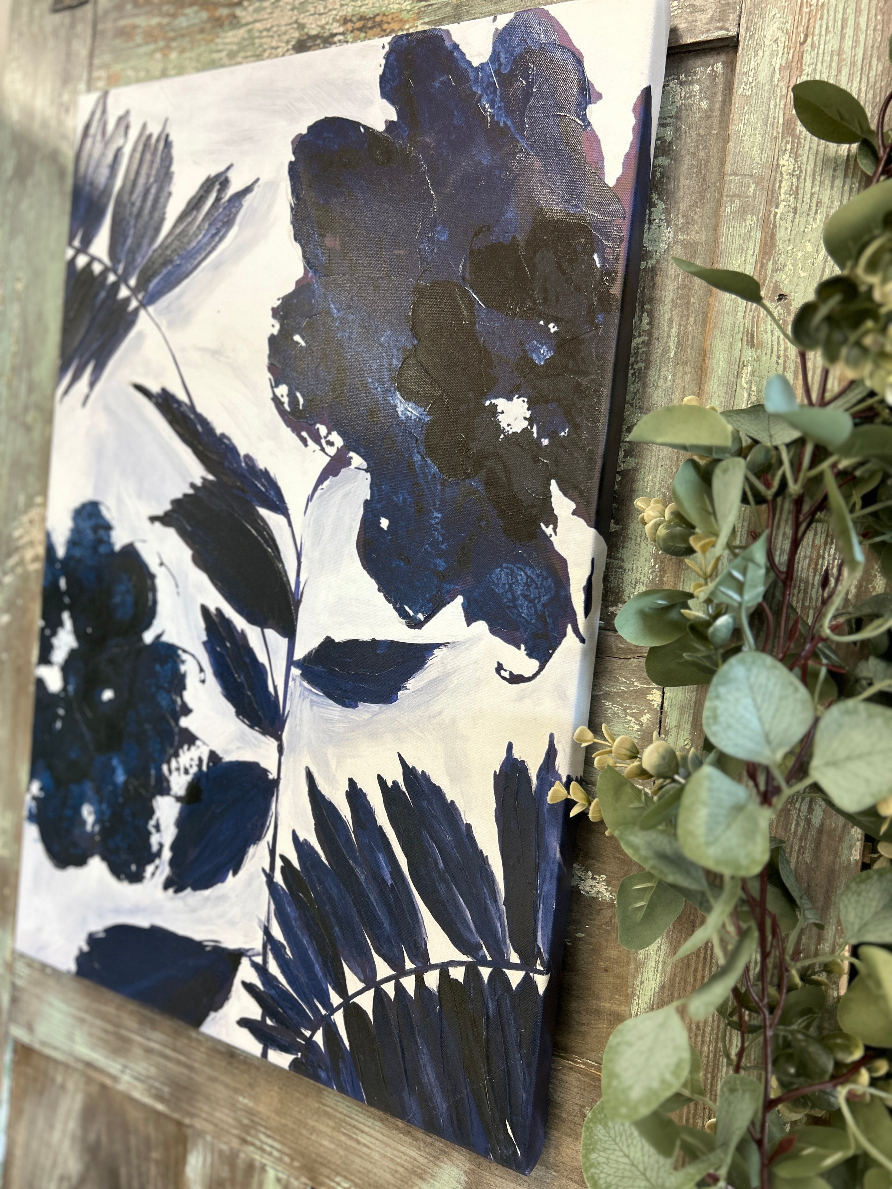 Indigo Leaves Print