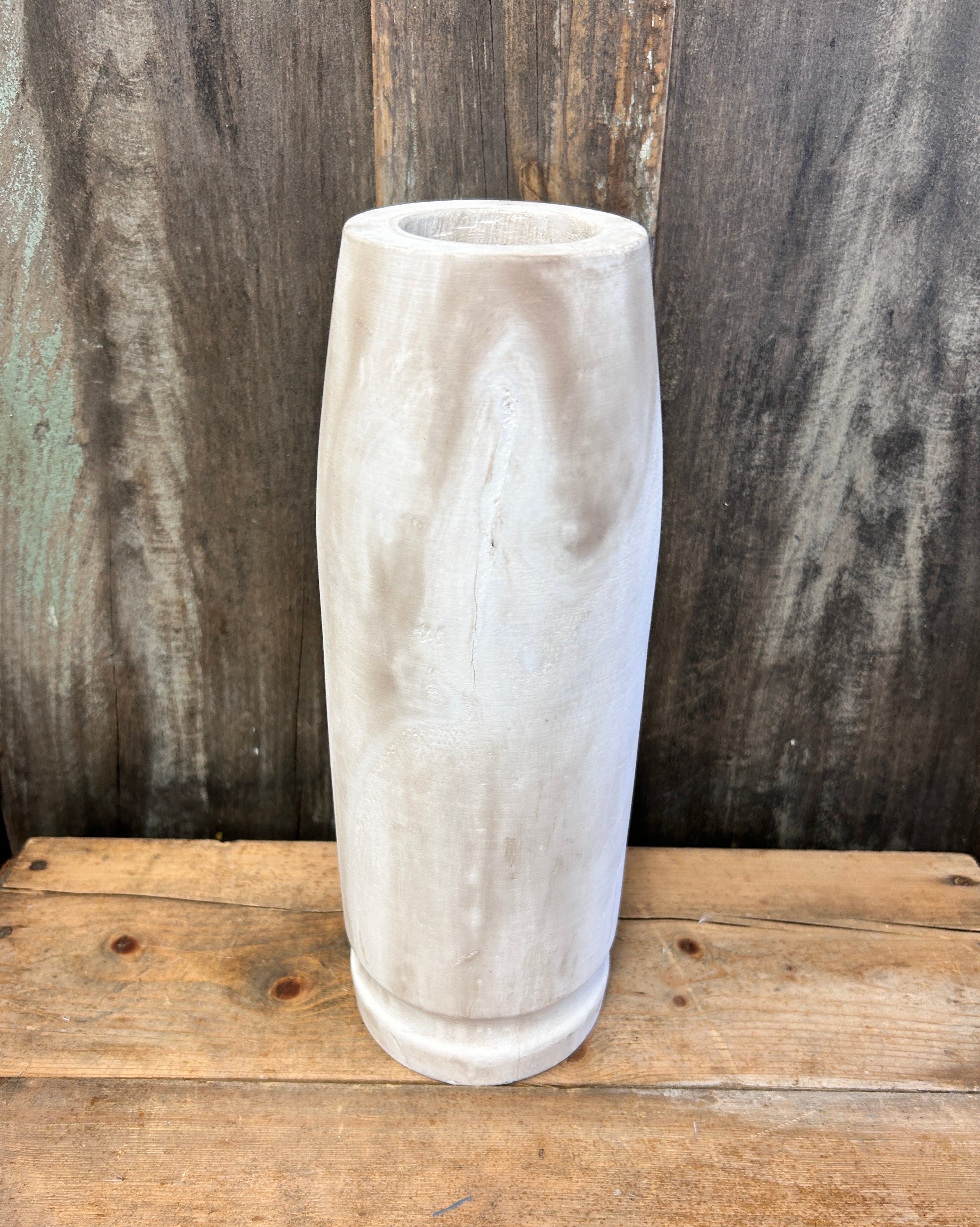 White Washed Wooden Vases