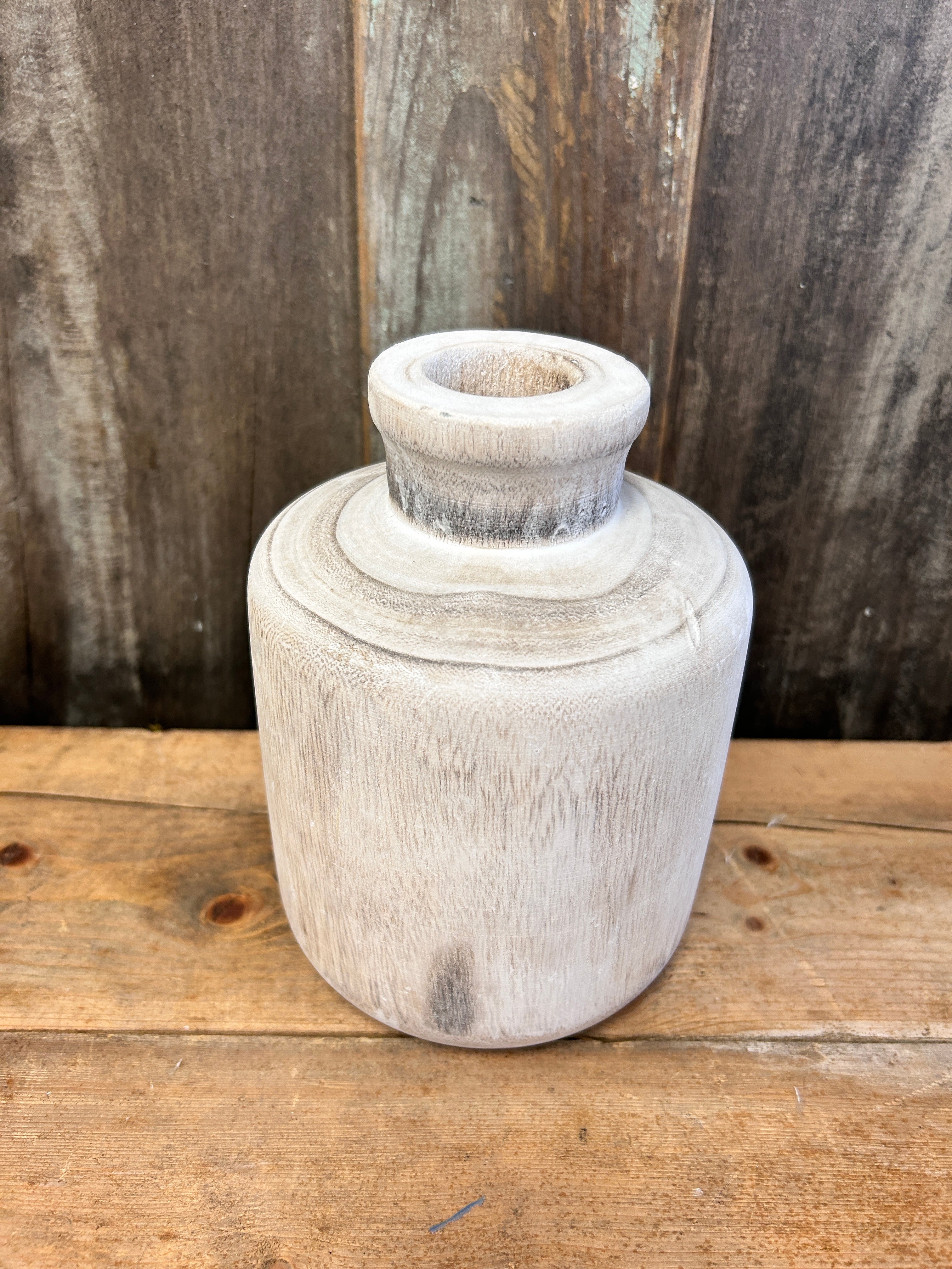 White Washed Wooden Vases