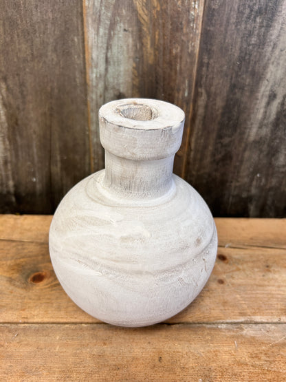 White Washed Wooden Vases