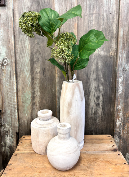 White Washed Wooden Vases