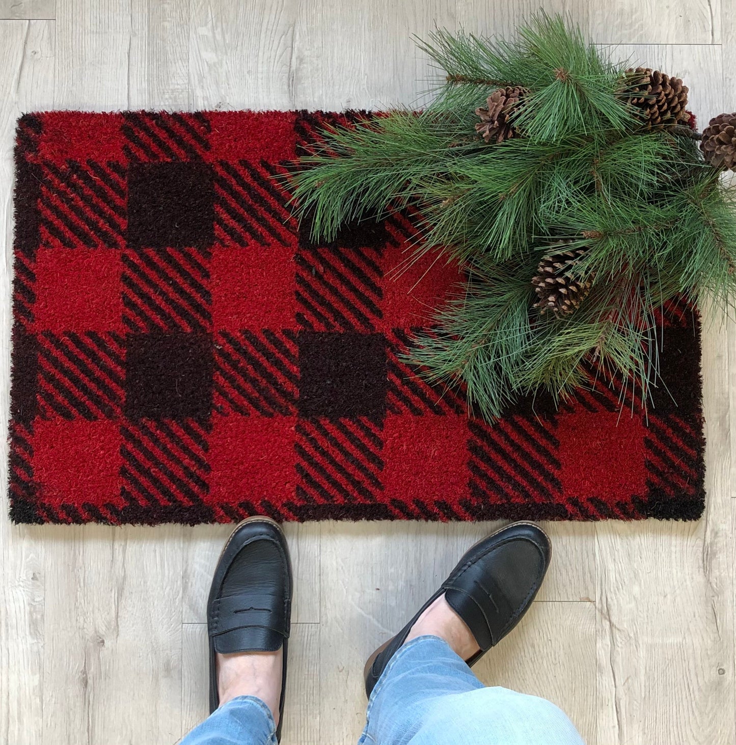 Coir Mat Buffalo Check  - Red/Black
