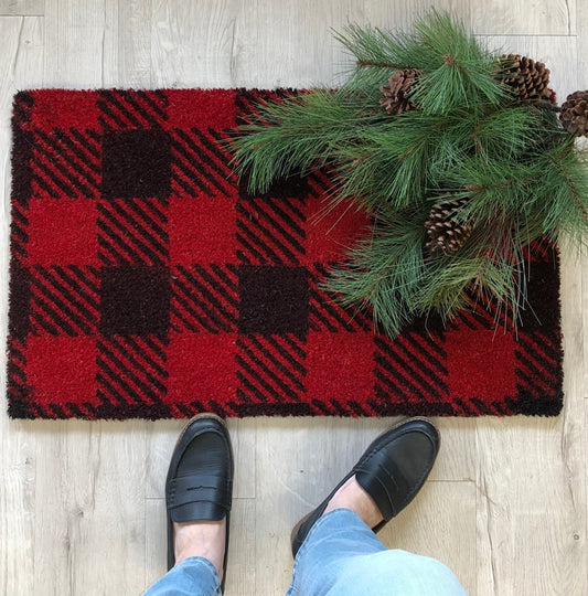 Coir Mat Buffalo Check  - Red/Black