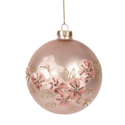 Ornament - Pink W/ Fabric Flowers