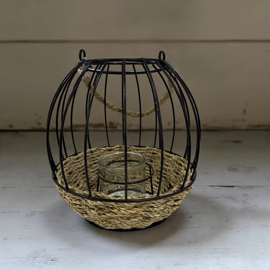 Rattan Candle Holder Round Large