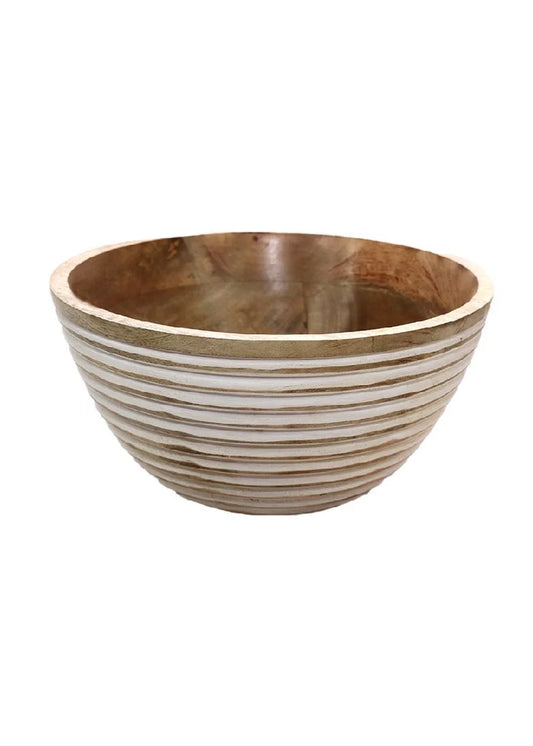 Ribbed Wooden Bowl Large