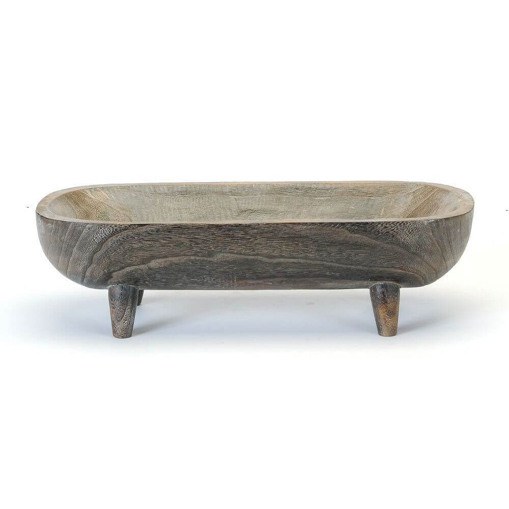 Wooden tray with legs on a white background