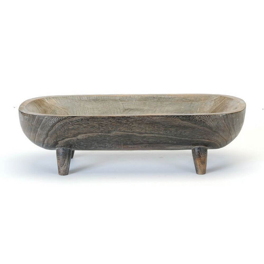 Wooden tray with legs on a white background