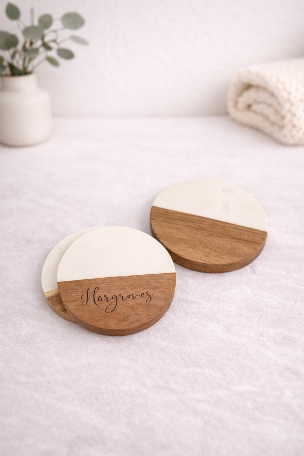 Marble & Acacia Wood Coaster