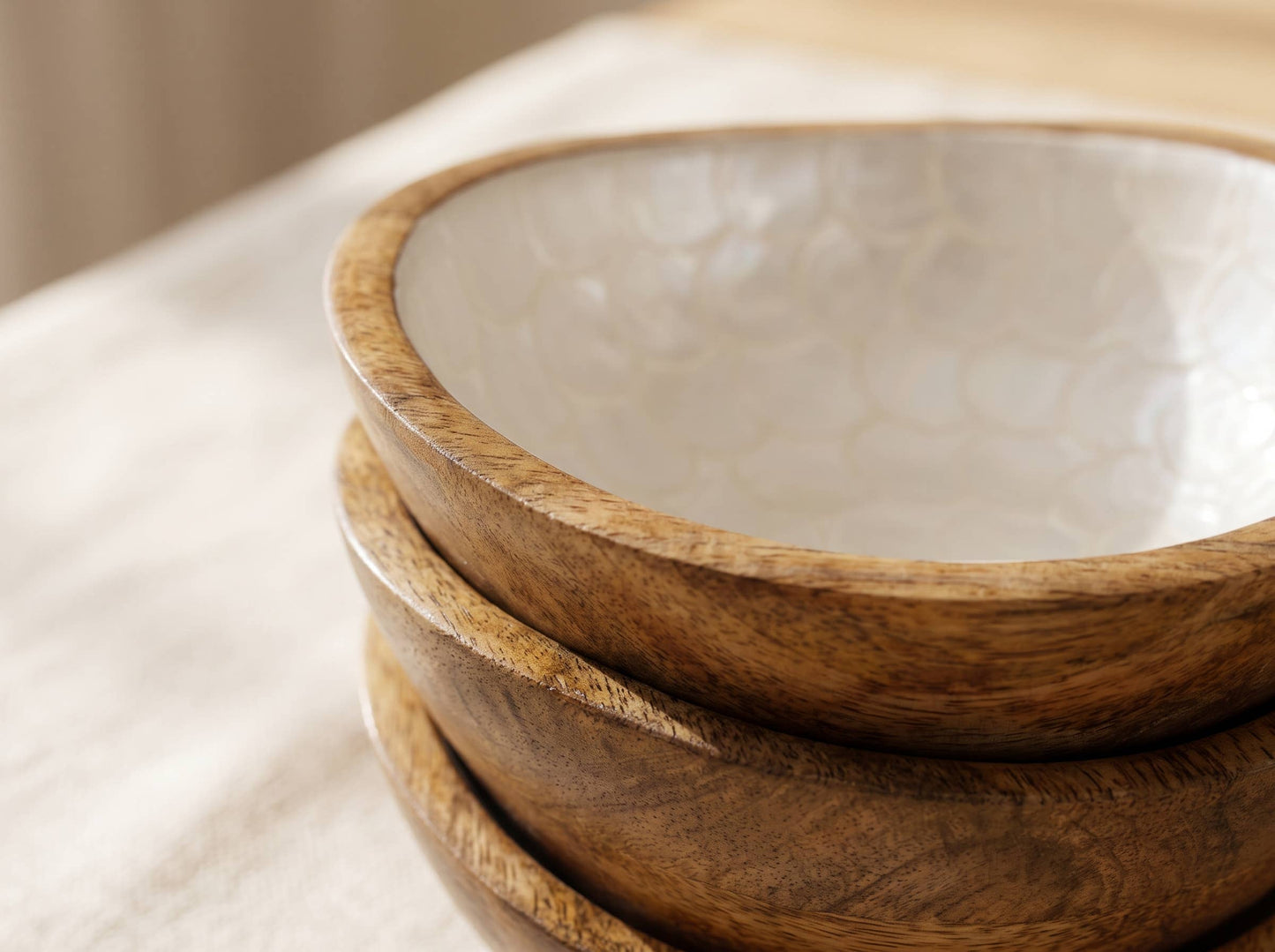 Small Serving Bowl Set with Pearl Enamel, Set of 4